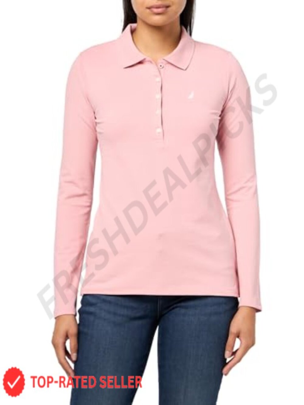 Long Sleeve Solid Collared Polo Shirt Button Closure Regular Fit
